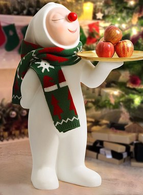 新年圣诞开业礼物高档精灵兔围巾家居托盘客厅大型落地摆件装饰品