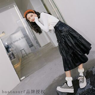 网红Skirt 2021 new autumn and winter black A-line skirt temp