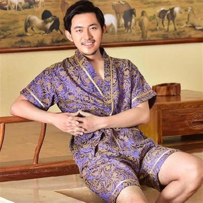 汗蒸服男和服丝提花桑r拿服加肥大码胖浴服200斤按摩新品
