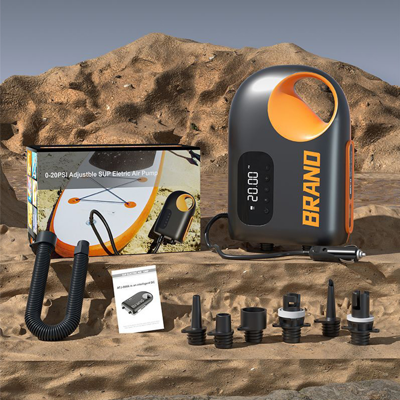 桨板冲锋舟橡皮船拉丝充气床垫SUP打气泵12V皮划艇充气船充气泵