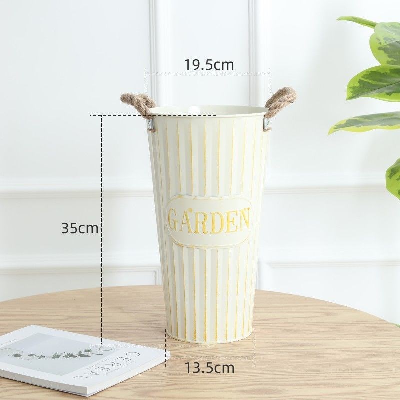 美式铁皮花桶鲜h花桶花店插花桶客厅干花假花装饰桶家用醒花桶包