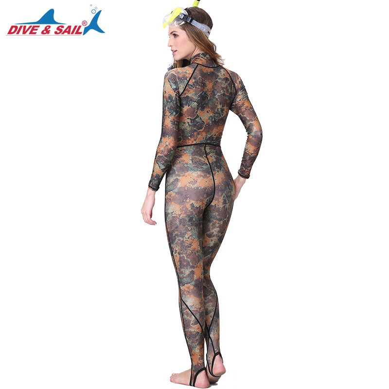 Wo One Piece Lycra Wetsuit Skins Long Sleeve Spearfishing Di