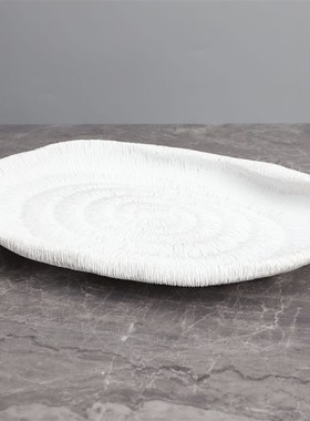 现代简约黑色肌理托盘珊瑚球摆件样板间家居客厅茶几桌面软装饰品