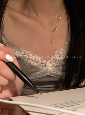 工厂销韩国蝴蝶锆石吊坠项链女轻奢高级感气质P配饰小众设计感网