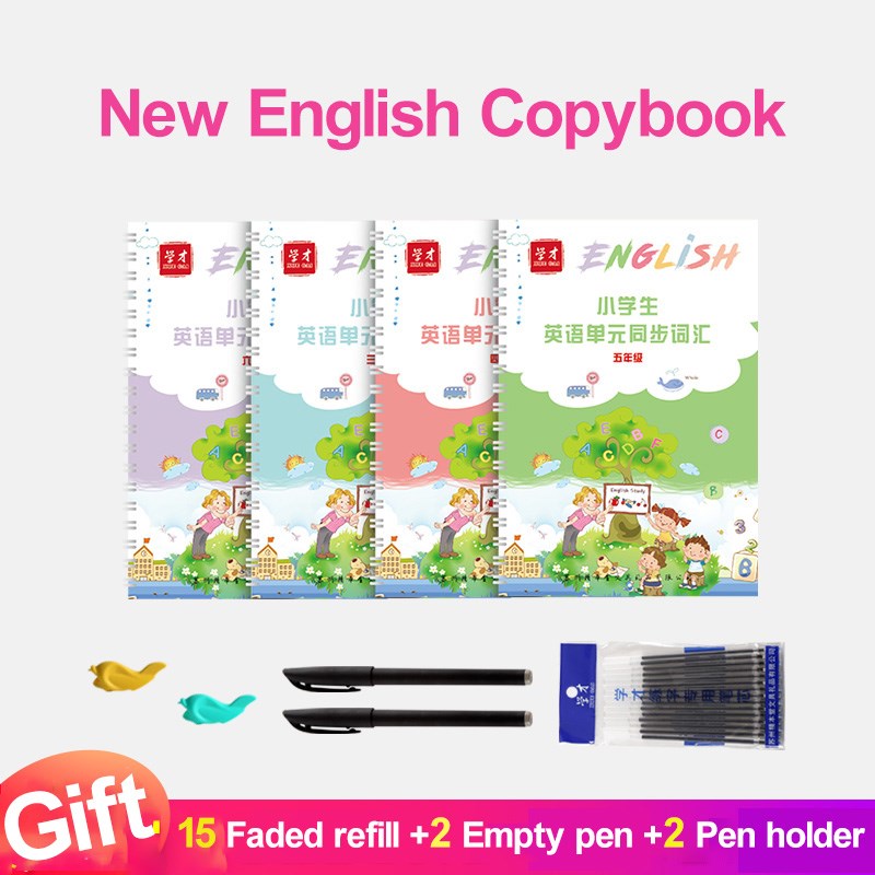 4 Pcs Set English Copybook Calligraphy Practice Book Handwr