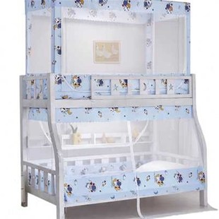 子母床梯形上下床蚊帐下铺系绳款家用双层儿童床高低床免安装