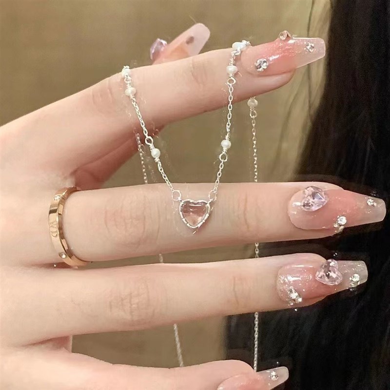 工厂销925银爱心m项链女轻奢小众高级设计感温柔甜美少女心百搭in