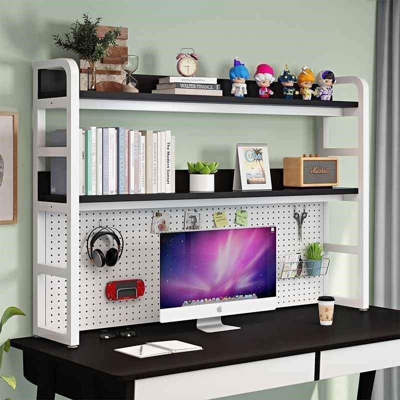 桌面多层简约书架铁艺洞洞板可放桌面多功能学生书桌收纳置物架子,收纳整理,整理架/置物架/收纳架,淘宝优惠券,粉丝福利购,淘宝优惠卷