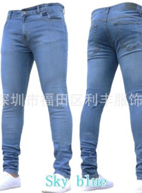 小众高货European and American style men's tight jeans feet p