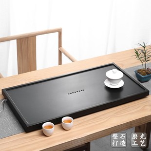 乌金石茶盘整块手工抛光面石头茶台过滤水盘茶海简约家用 茶具套装