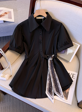 孕妇上衣盖屁股时尚宽松大码怀孕晚期白色黑色衬衫胖mm衬衣夏装潮