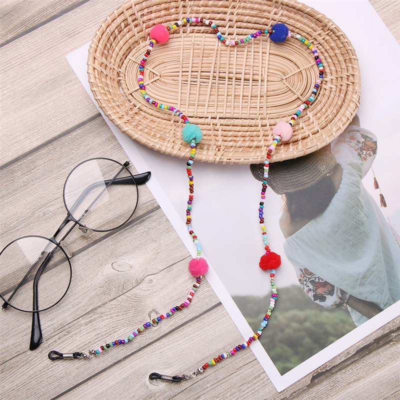 网红PC Colored Beads Glasses Chain Eyeglass Lanyard Strap Co