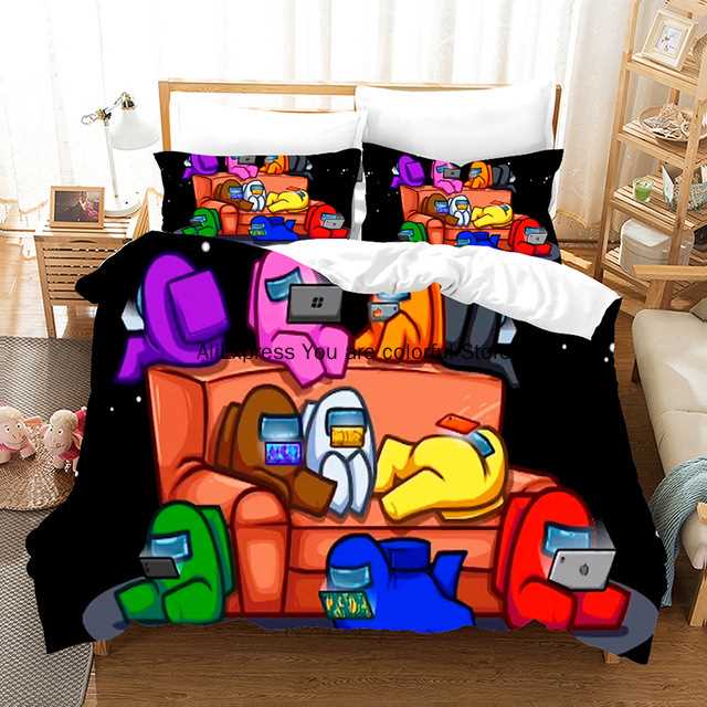 速发Cartoon A mong Us Game Duvet ver Set With Pillowcases Be