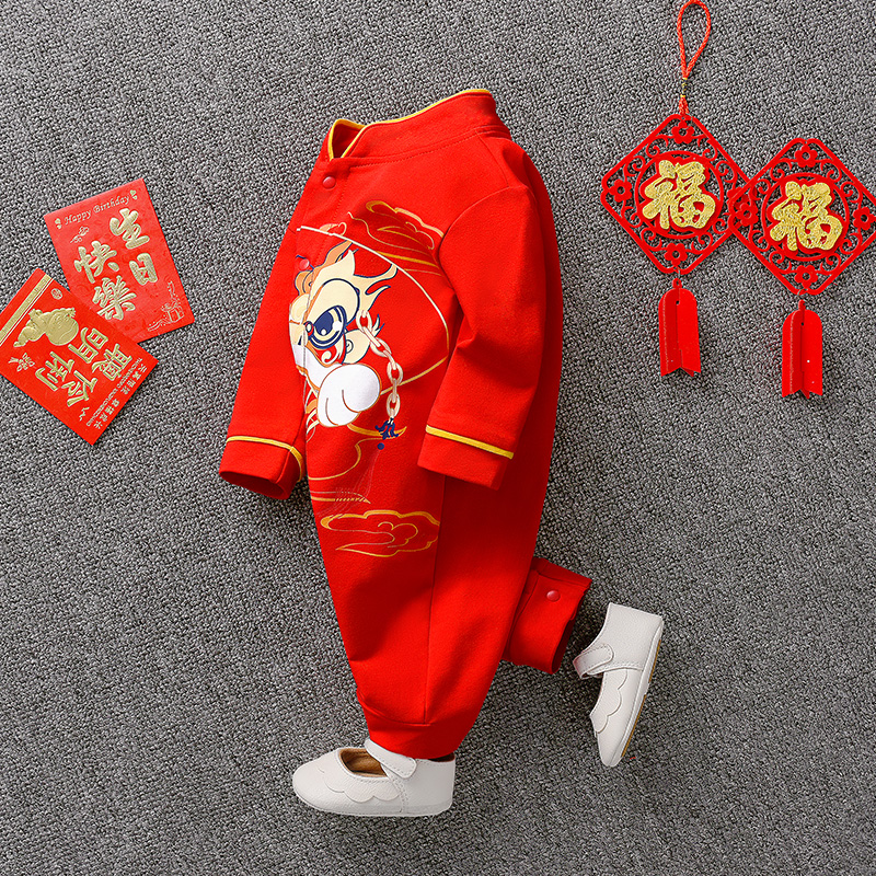 男宝宝装百日礼服婴儿满月百天0A一1岁哈衣服男孩周岁宴套装春夏