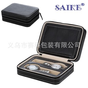 现货PU皮4位便携拉炼手表首饰F包手表收纳盒皮包轻便易携耐用