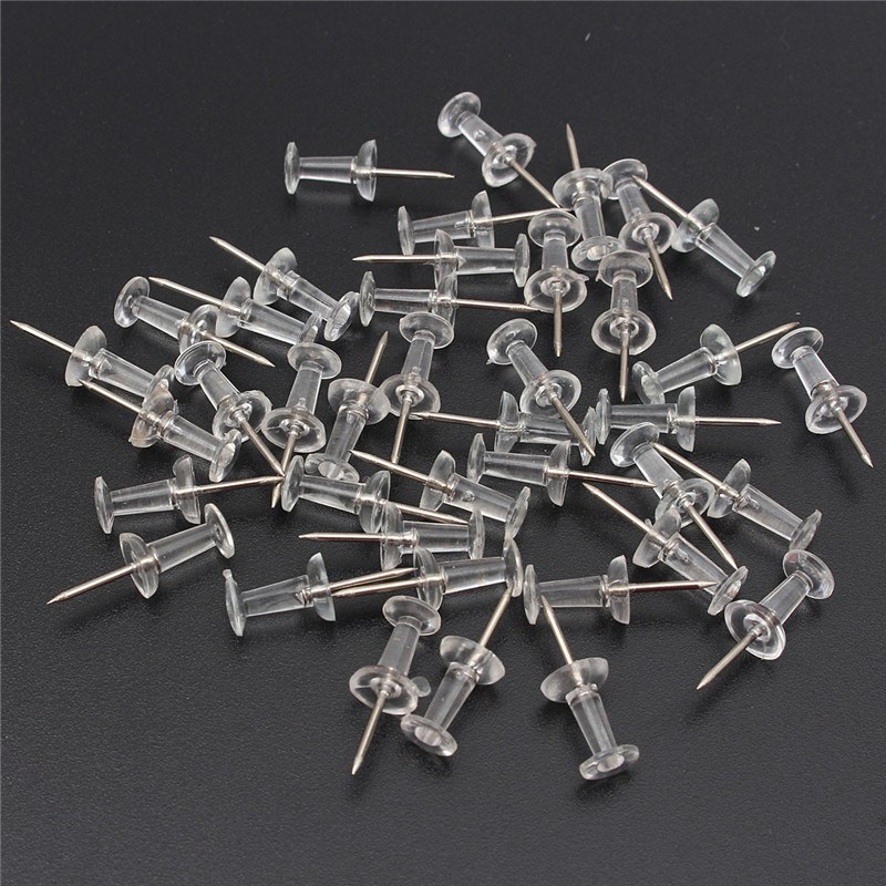 *40Pcs Clear Push Pins Drawing Pins Notice Cork Board Pins T