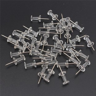 *40Pcs Clear Push Pins Drawing Pins Notice Cork Board Pins T