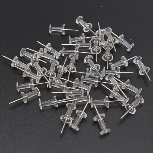 *40Pcs Clear Push Pins Drawing Pins Notice Cork Board Pins T