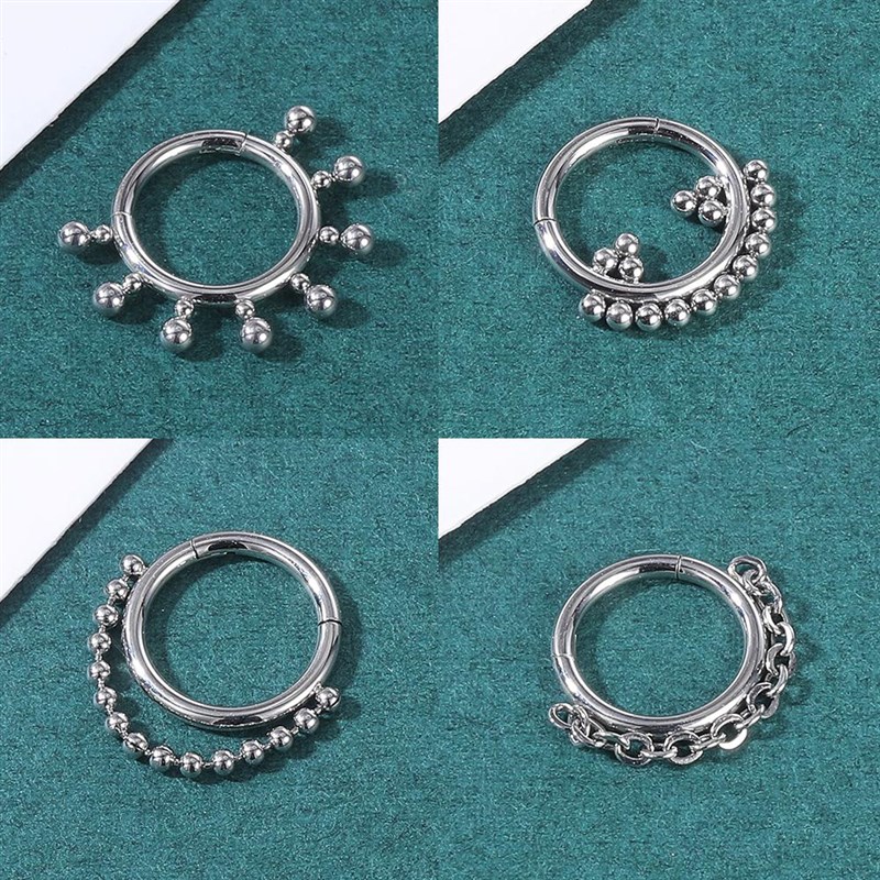 推荐AO 16G Chain Nose Ring Stainless Steel Septum Ring Slive