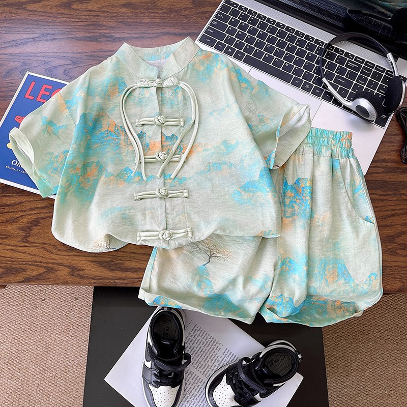 男童汉服夏装套装2024新款中国风儿童夏季唐装新中式宝宝短袖衣服