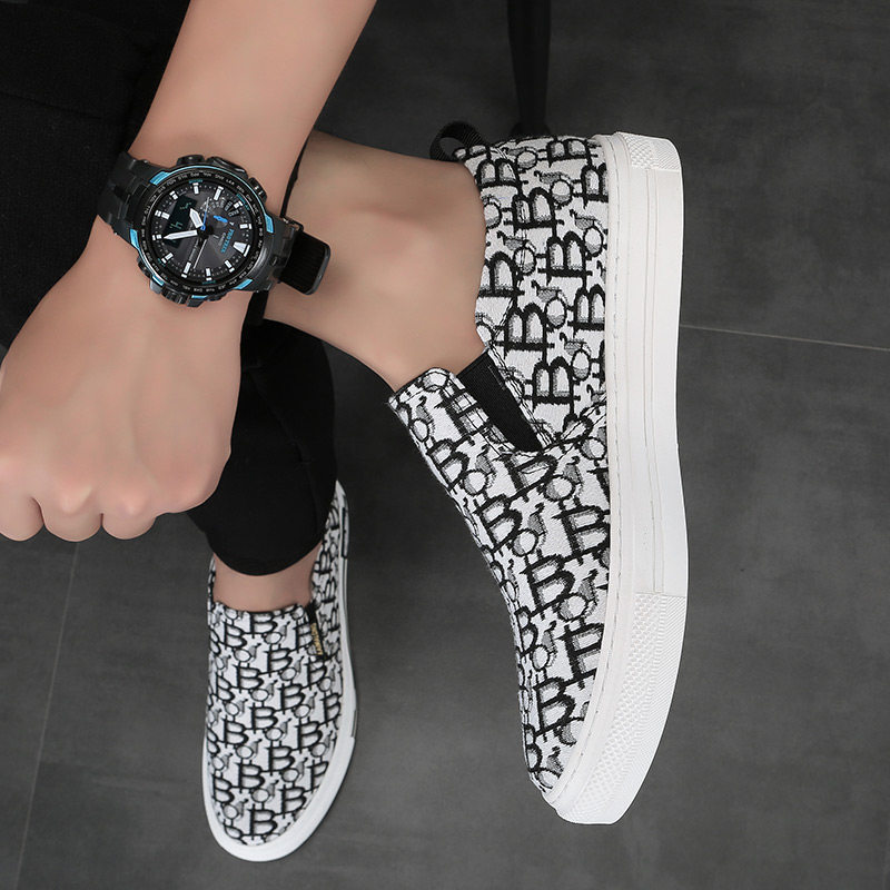 新款低帮印花帆布鞋百搭男士凯玛龙休闲时尚英伦布鞋休闲韩版板鞋,流行男鞋,乐福鞋（豆豆鞋）,淘宝优惠券,粉丝福利购,淘宝优惠卷