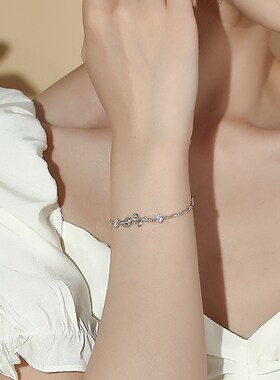 情人节礼物无人区玫瑰花银手链女生款轻奢小众精致手镯生日送女友