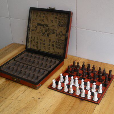 New Antique Chess  Set of Chess Wooden Coffee Table Antique