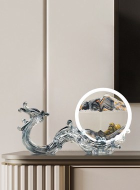 新中式龙年创意游龙流沙画沙漏解压摆件客厅电视柜玄关家居饰品