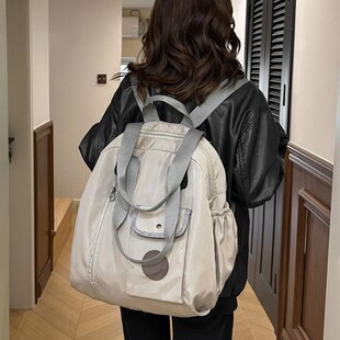 大容量双肩包休闲女士外出旅行包时尚斜挎单肩两用包多功能牛津布