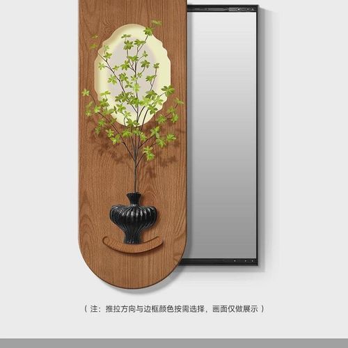 中古风推拉暗藏隐藏式全身镜挂画穿衣镜装饰画玄关法式美拉德镜子