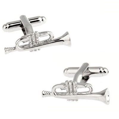 Cufflink Trumpet Microphone Note-Guitar Piano Gold Music Sto
