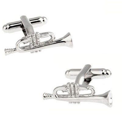 Cufflink Trumpet Microphone Note-Guitar Piano Gold Music Sto