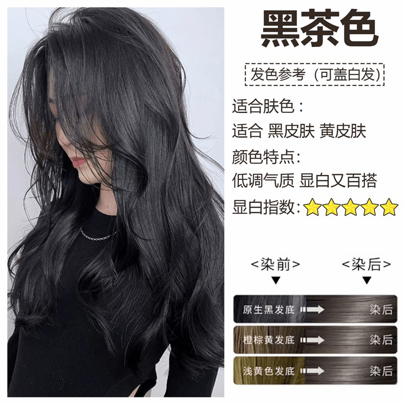 发滋然发滋然植萃护染r膏臻萃护染植物亲肤染发膏染发剂莫兰黑茶