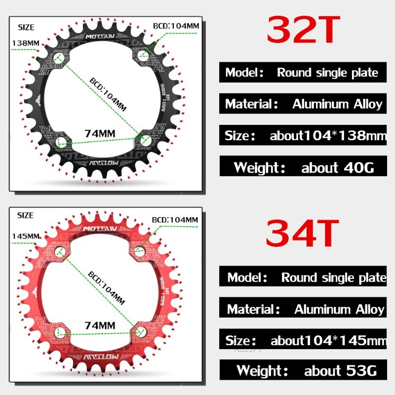 104BCD Round Narrow Wide Chainring MTB Mountain bike bicycle