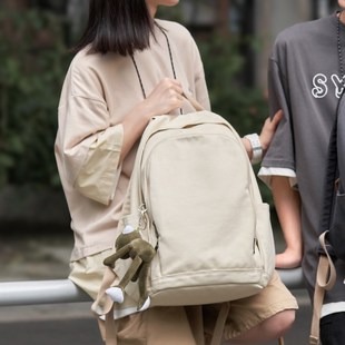 韩版帆布双肩包女款大容量书包大学生高中生2024新款旅行电脑背包
