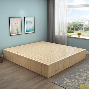 新款简约床15米实木高箱储物床18米日式榻榻米地台民宿床架定制超