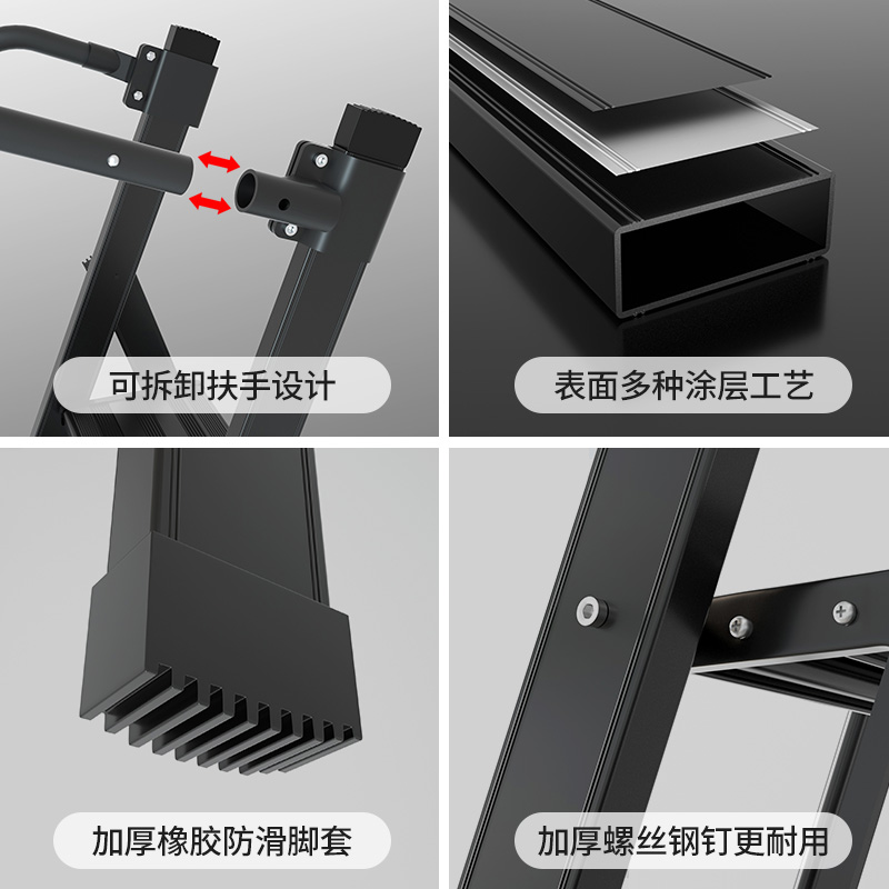 家用登高折叠梯子铝合金人字梯室内移动扶手楼梯七八十步梯阁楼梯