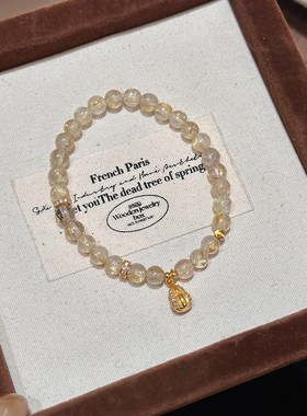 谷岚「金盏」天然金发晶黄水晶手串女款葫芦配饰招财转运串珠手链