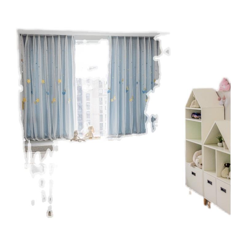 窗帘遮光挂钩式飘窗卧室客厅阳台纱帘儿童房Q窗帘女孩绍兴柯桥