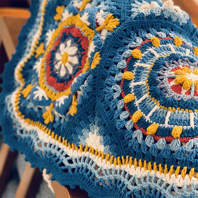 拉韦纳拼花毯子毛线材料包DIY手工钩针编织沙发坐垫盖毯