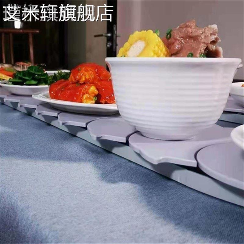 新款长方形长桌旋转手动餐桌转盘椭圆形餐桌O转盘可调节长短转盘