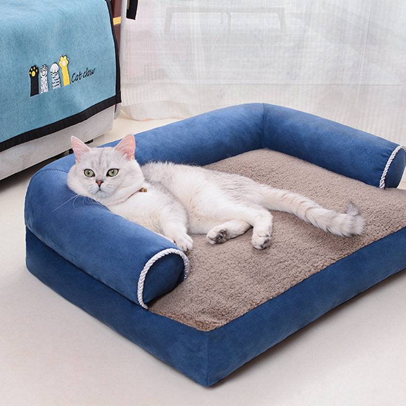 宠物四季通用猫咪窝靠床沙发秋冬保暖可拆洗中小型犬狗垫子狗狗床