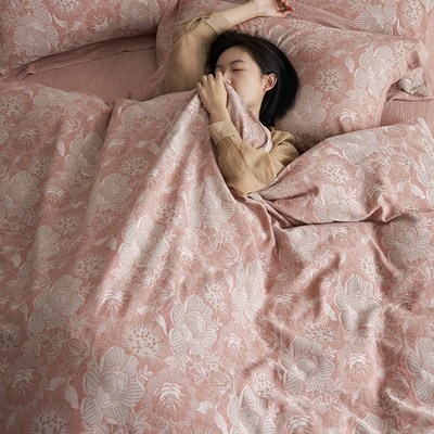 让你抵抗不d了的舒适感~A类双层纱色织提花四件套全棉母婴床品