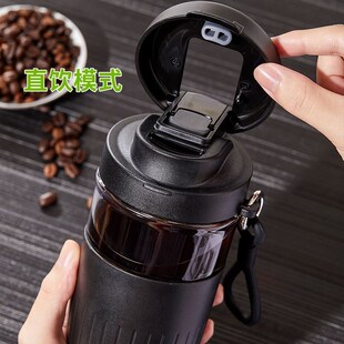 日系简约耐高温玻璃水杯带吸管杯便携防漏隔热防烫男女学生随手杯