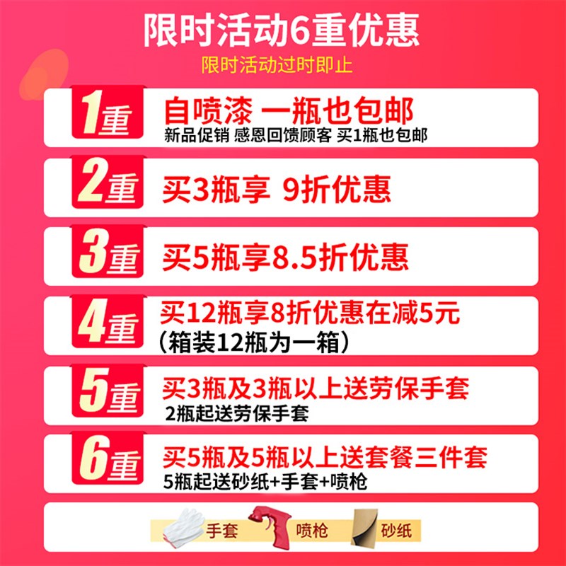 防锈漆自喷漆不锈钢金属防腐耐高温防水银粉漆手摇喷漆罐黑色油漆