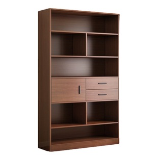 书架落地书柜置物架客厅靠墙格子柜家用简易实木色收X纳柜子收纳