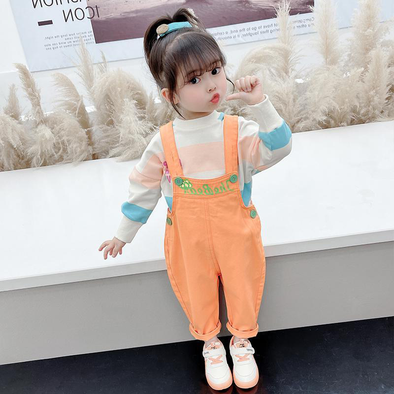现货2022早春j女童裤子抱婴袋裤新款宝宝洋派长裤中小孩童韩版休