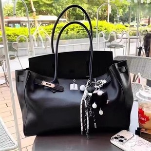 软皮铂金包大容量软皮包松弛感锁扣长手提腋下包单肩包手提包