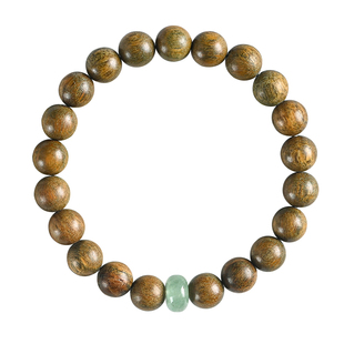 春波碧 b天然绿檀手串女木质森系手链檀香单圈手串情侣款佛珠手串