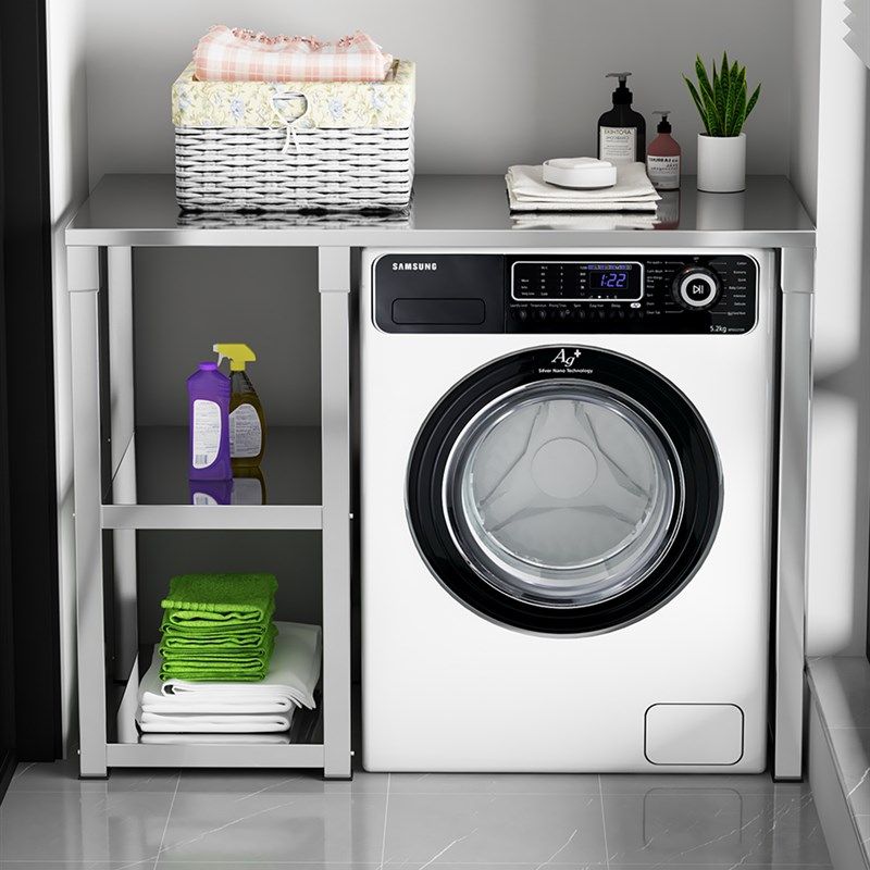 不锈钢洗衣机置物架电脑置物桌小阳台洗衣机烘干机一体置物架定制